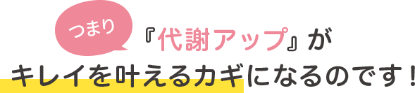 つまり代謝アップがキレイを叶えるカギになるのです！